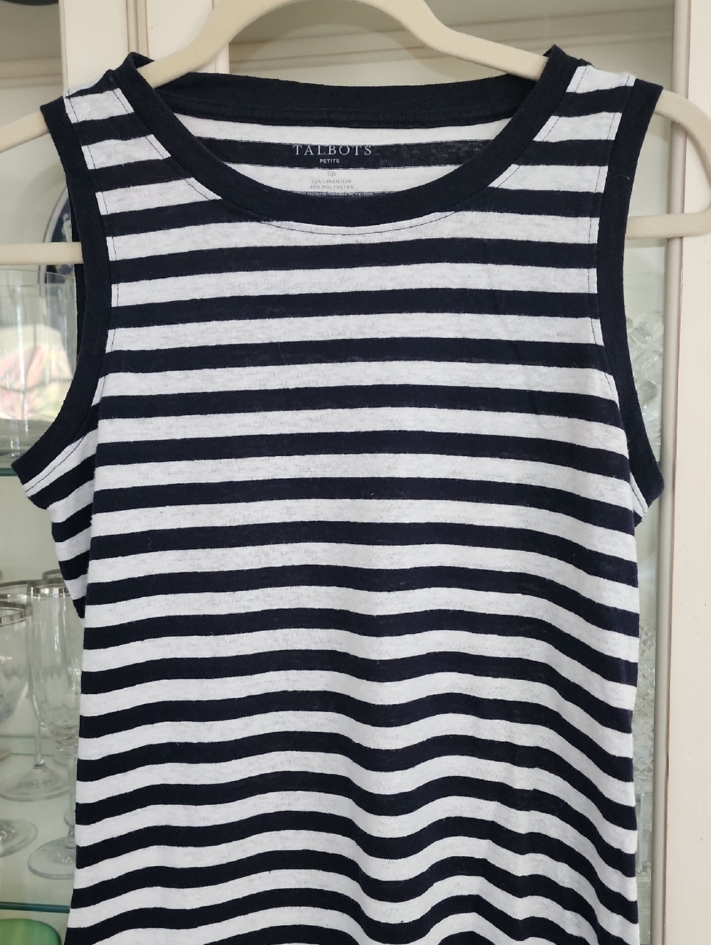 Talbots Navy & White Striped Knit Tank Top